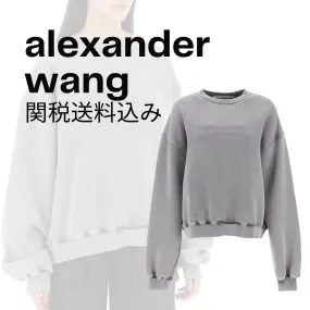 Alexander Wang Crew Neck Long Sleeve Cotton Logo Shirt