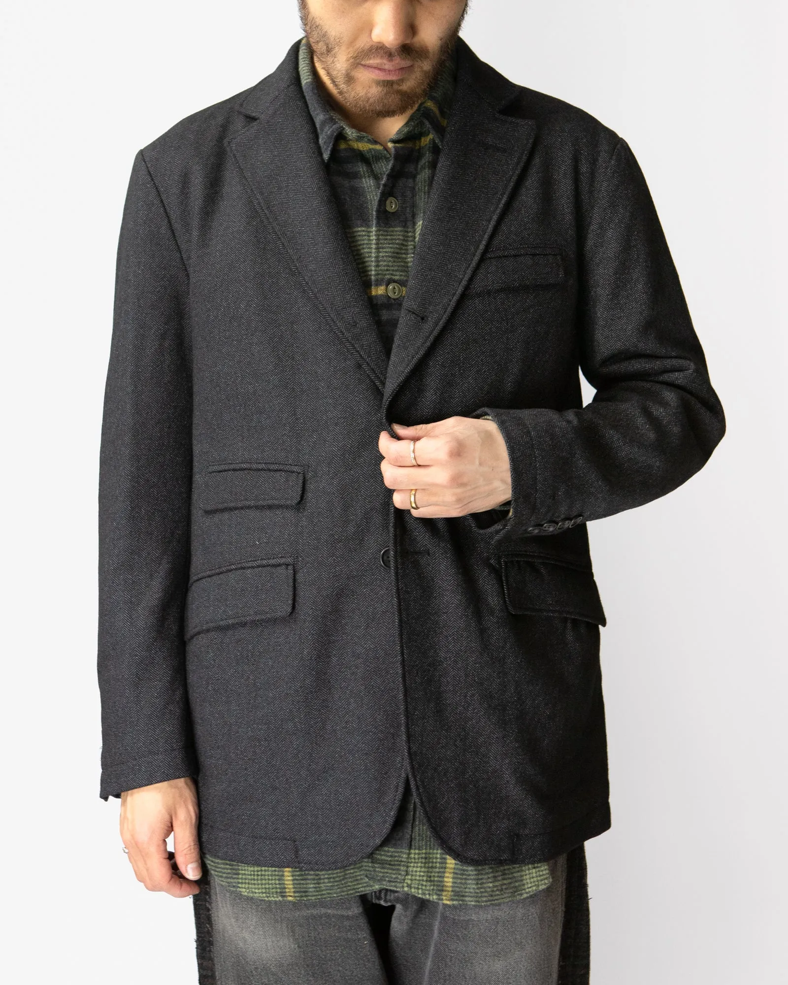 Andover Jacket –Charcoal Printed Herringbone