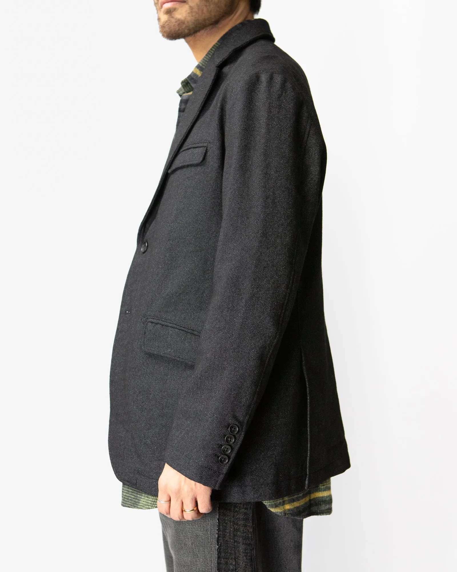 Andover Jacket –Charcoal Printed Herringbone