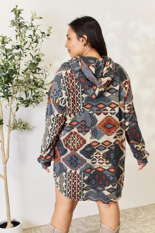 Andrea Dress | Printed Hooded Button-Up