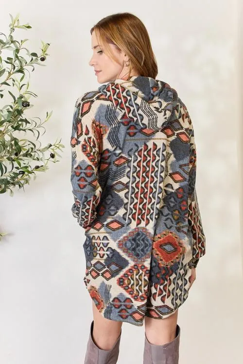 Andrea Dress | Printed Hooded Button-Up