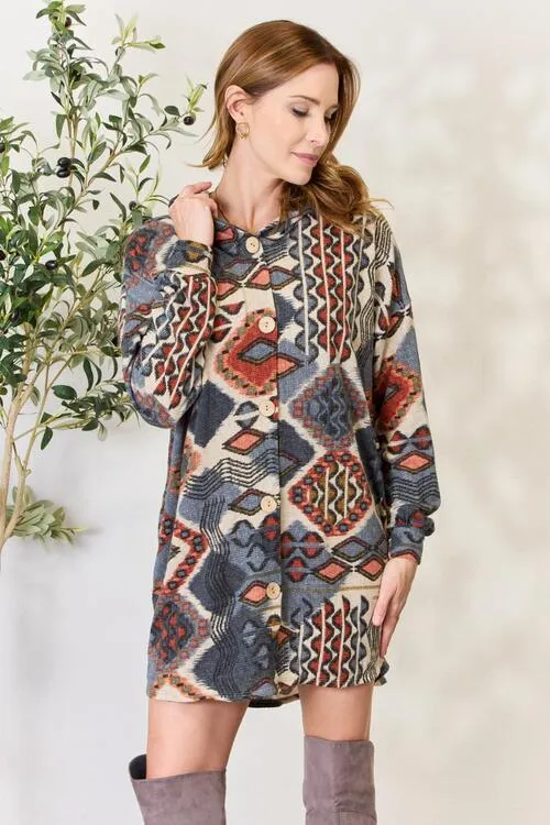 Andrea Dress | Printed Hooded Button-Up