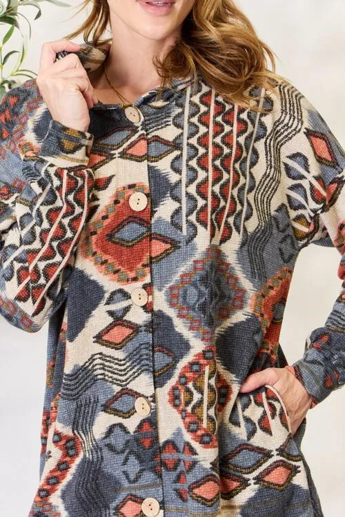 Andrea Dress | Printed Hooded Button-Up