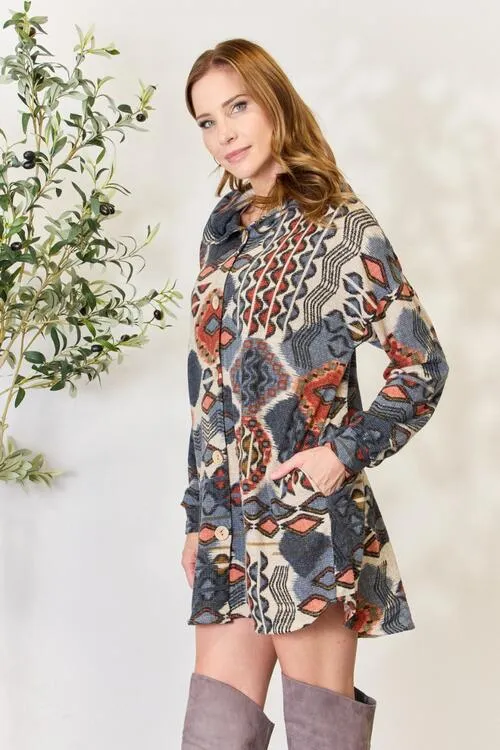 Andrea Dress | Printed Hooded Button-Up