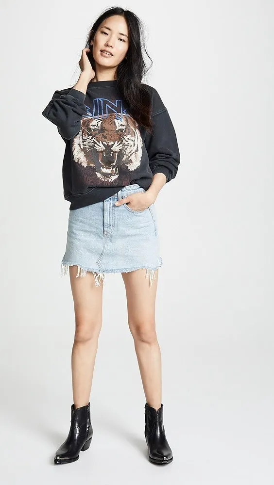 ANINE BING Crew Neck Long Sleeves Cotton - Animal Pattern + Plain Option