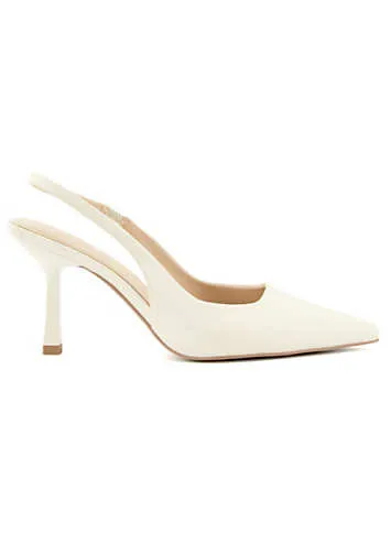 Apple Ecru Slingback Court Shoes by Head Over Heels by Dune | Look Again