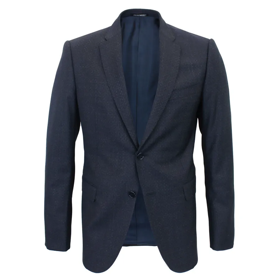 Armani M Line Slim Fit Navy Microcheck Pattern Suit