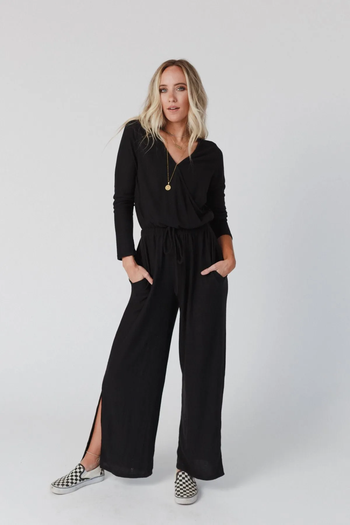 As It Was Cross Front Jumpsuit - Black -> Black Cross Front Jumpsuit by As It Was