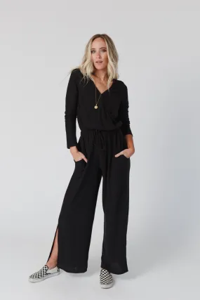 As It Was Cross Front Jumpsuit - Black -> Black Cross Front Jumpsuit by As It Was