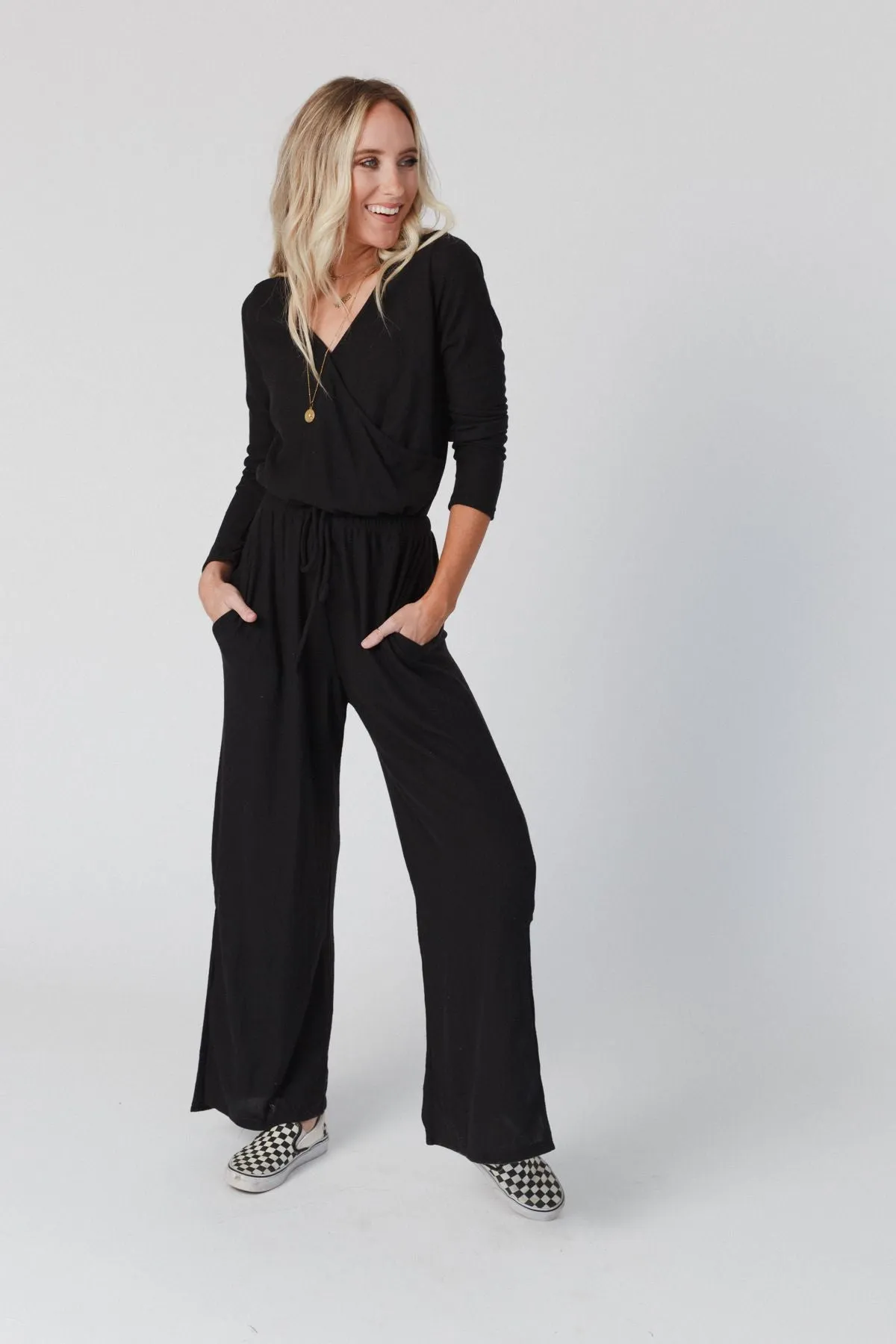 As It Was Cross Front Jumpsuit - Black -> Black Cross Front Jumpsuit by As It Was