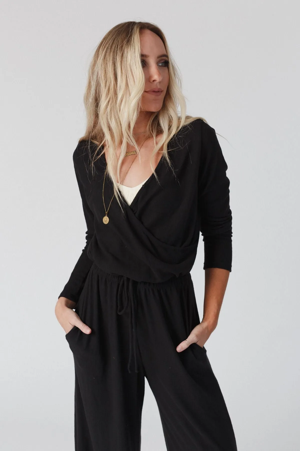 As It Was Cross Front Jumpsuit - Black -> Black Cross Front Jumpsuit by As It Was