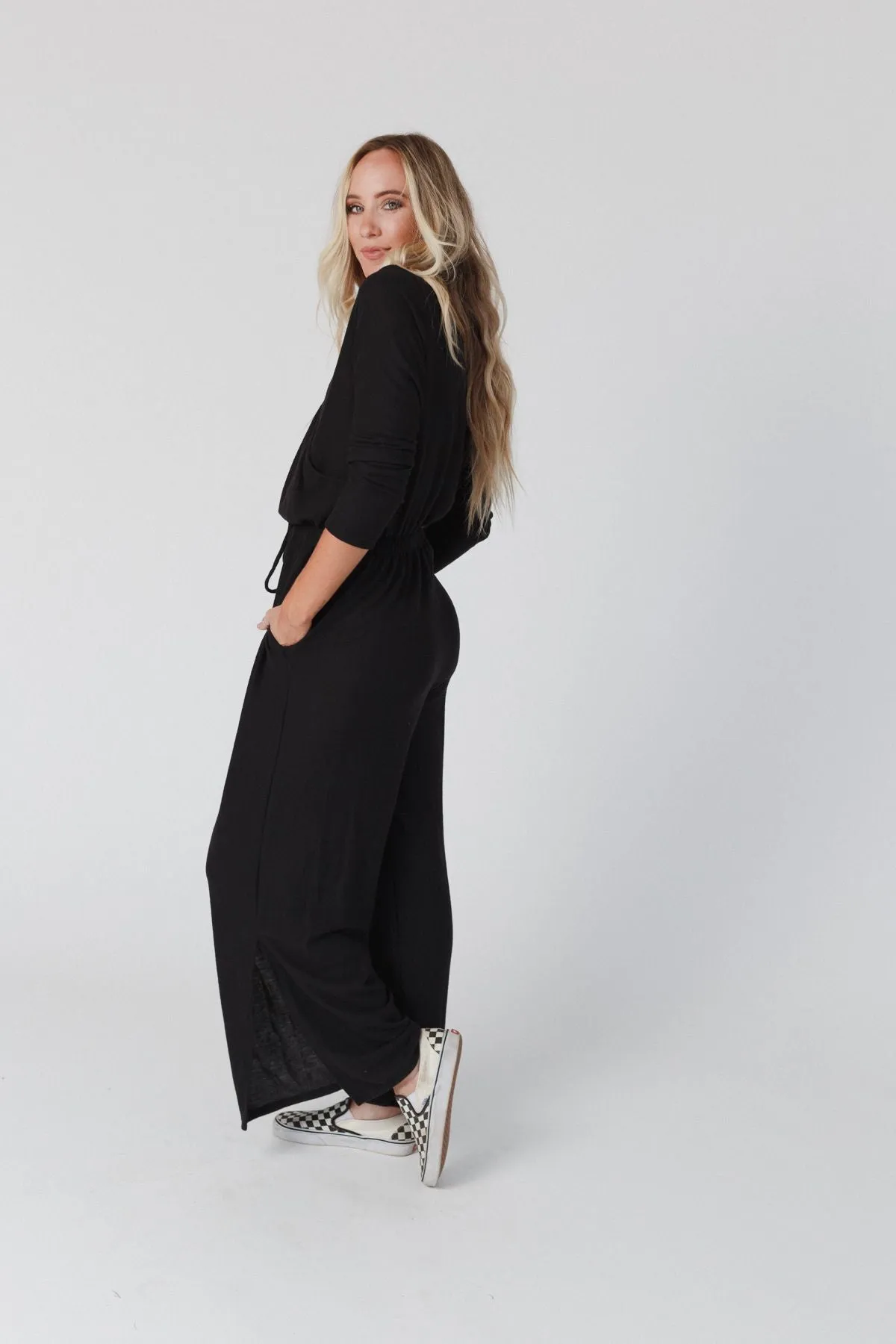 As It Was Cross Front Jumpsuit - Black -> Black Cross Front Jumpsuit by As It Was