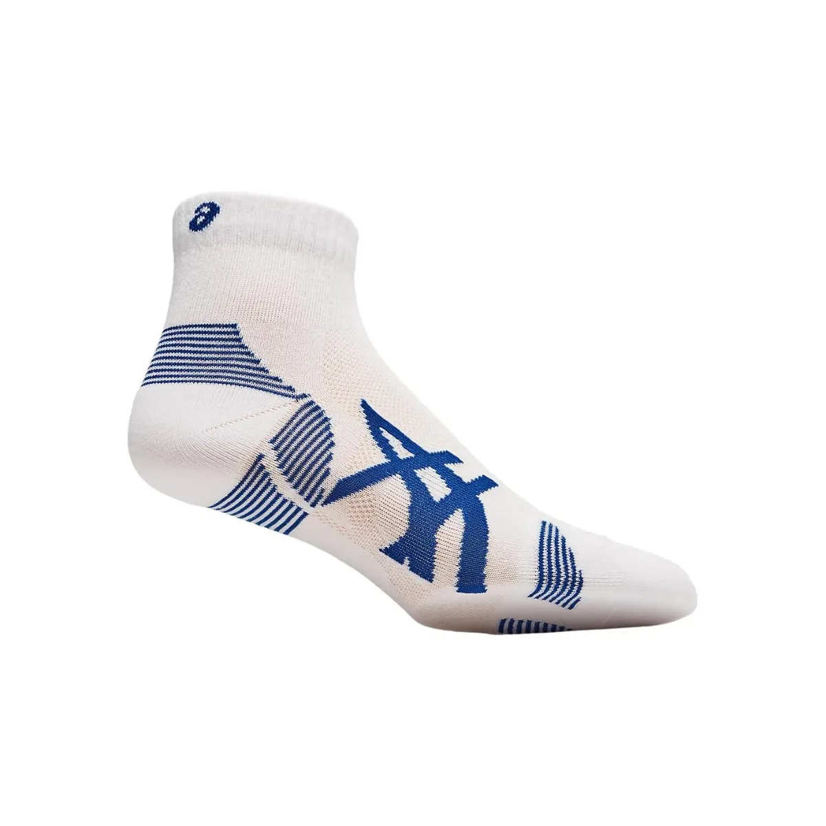 Asics Cushion Run Socks - White/Blue Striped: 2 Pair Pack