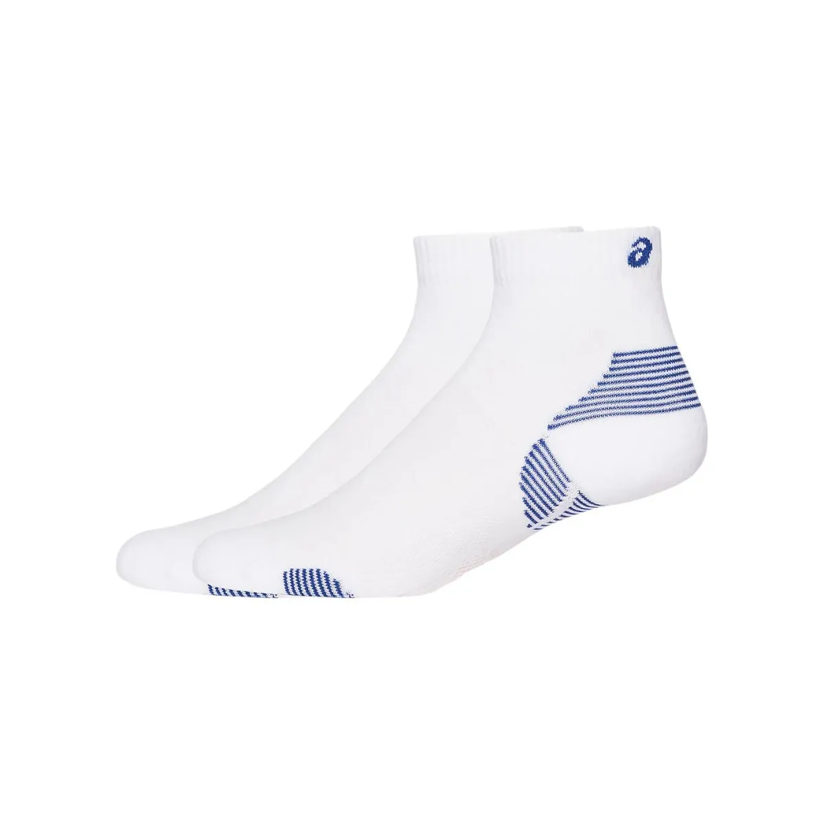 Asics Cushion Run Socks - White/Blue Striped: 2 Pair Pack