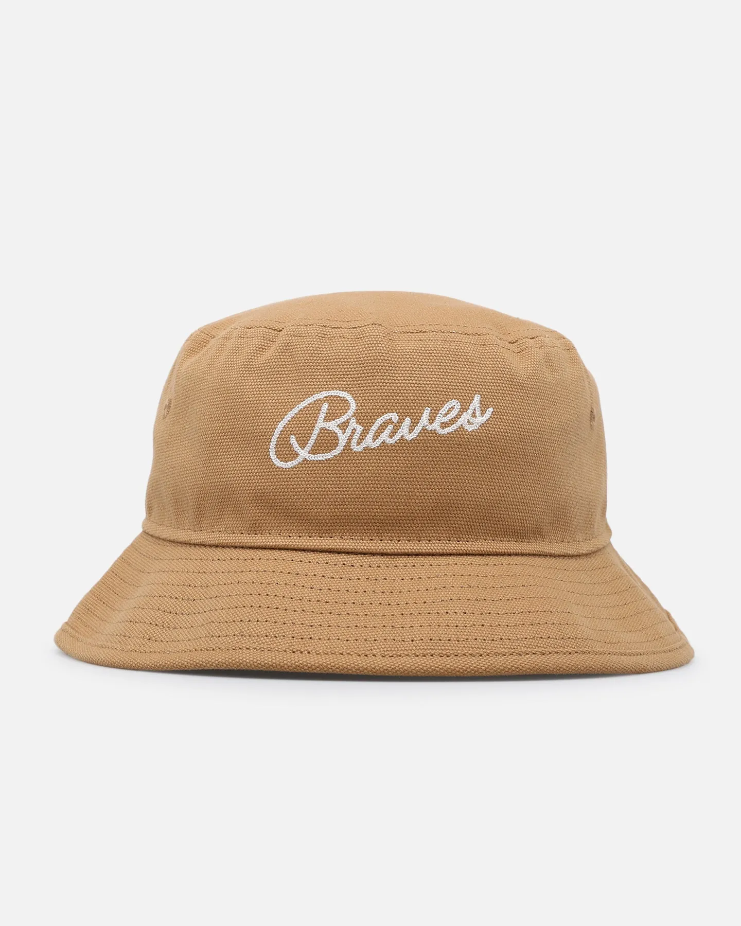 Atlanta Braves wheat duck canvas bucket hat