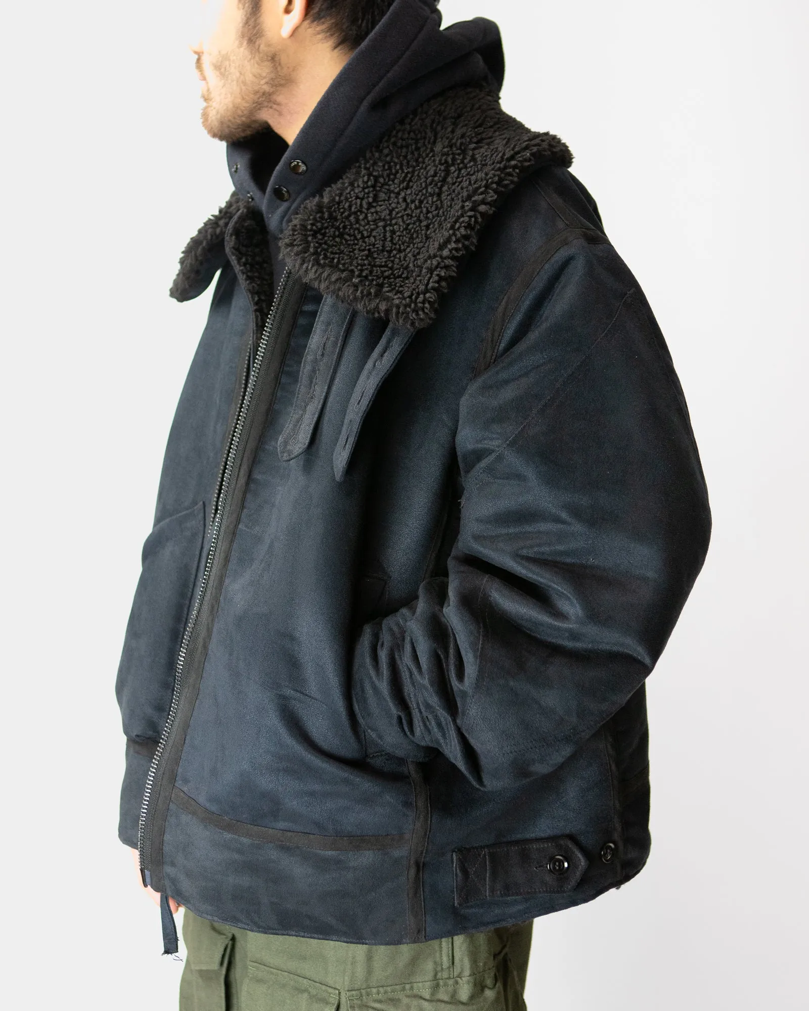 B3 Jacket –Black Polyester Fake Suede