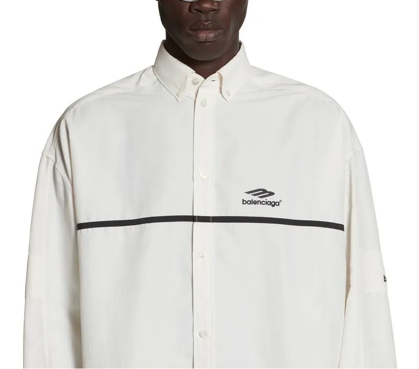 Balenciaga Men's 3b Sports Icon Tracksuit Shirt White