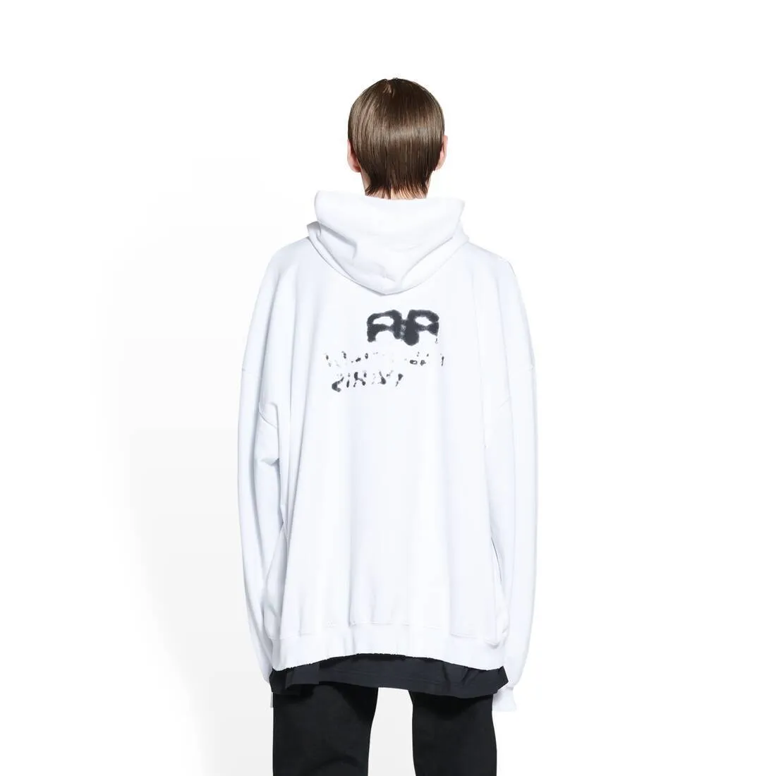 Balenciaga Men's Hand-Drawn BB Icon Hoodie, Large Fit, White