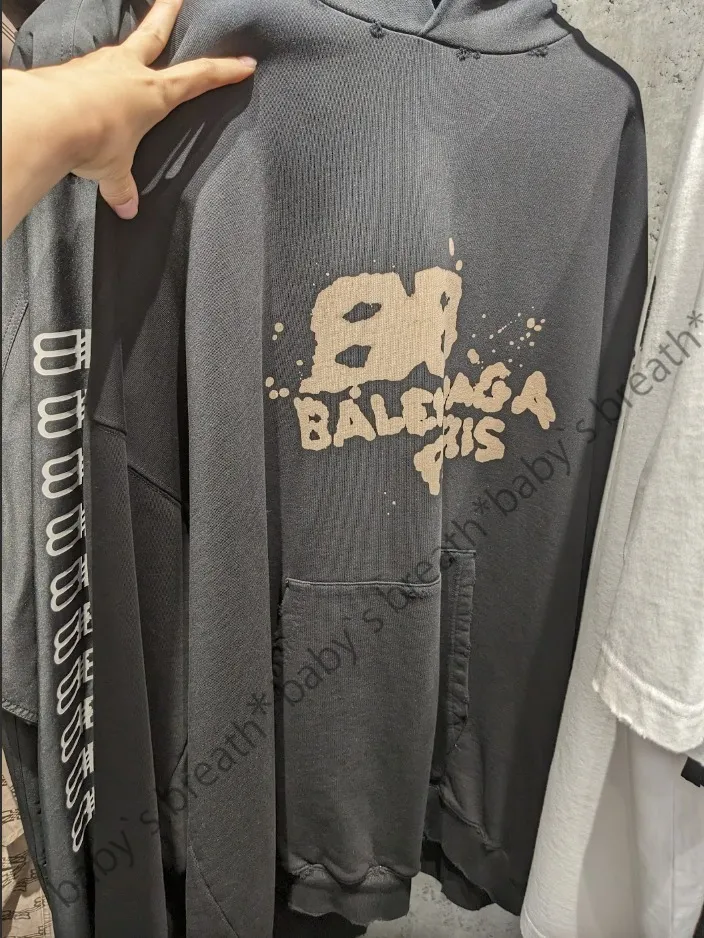 Balenciaga Men's Hand-Drawn BB Icon Hoodie, Large Fit, White