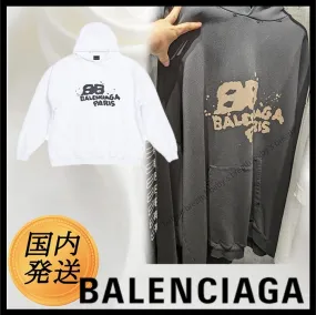 Balenciaga Men's Hand-Drawn BB Icon Hoodie, Large Fit, White