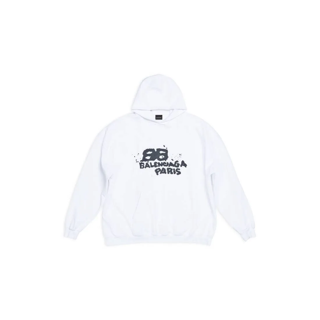 Balenciaga Men's Hand-Drawn BB Icon Hoodie, Large Fit, White