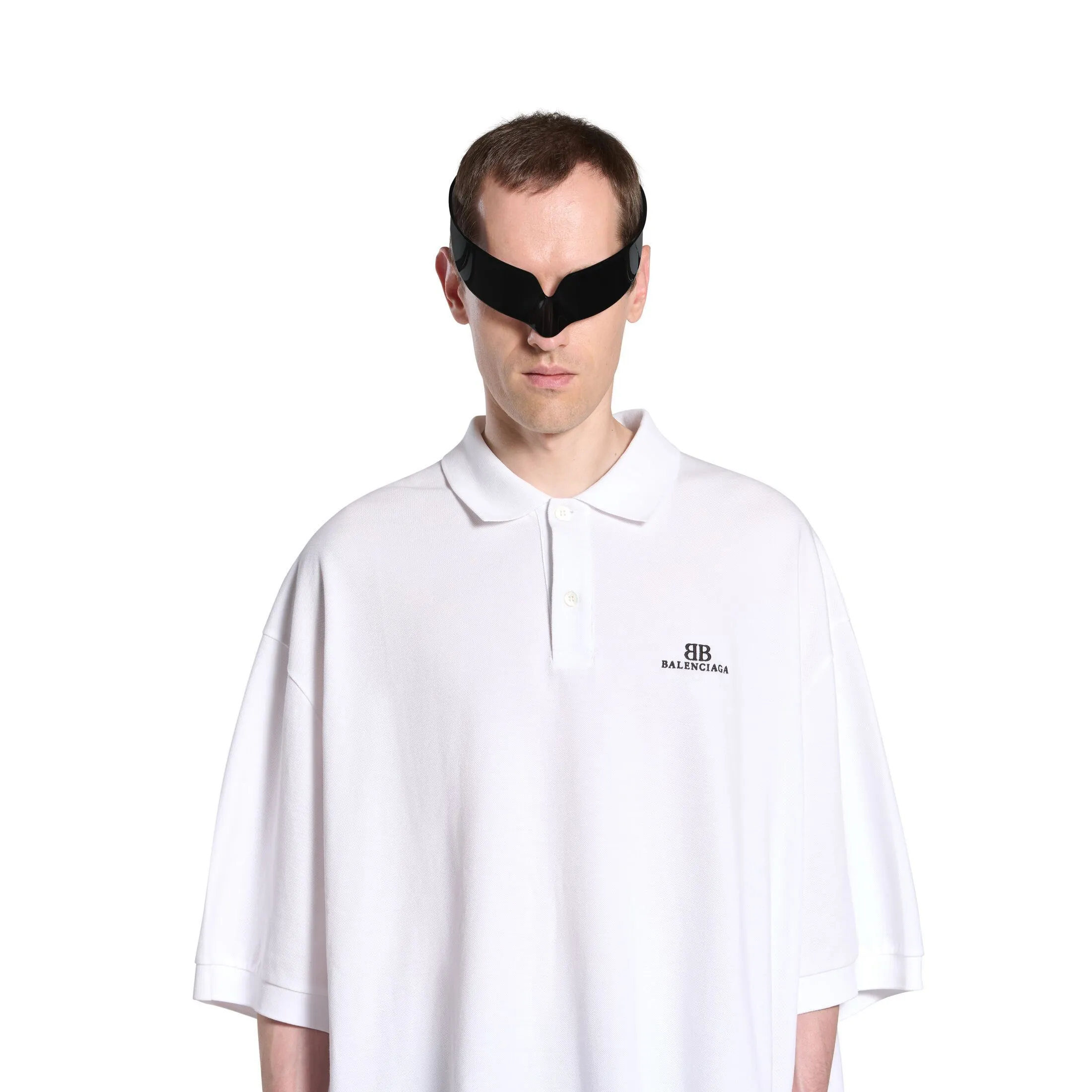 Balenciaga Men's Oversized Classic Polo Shirt in White