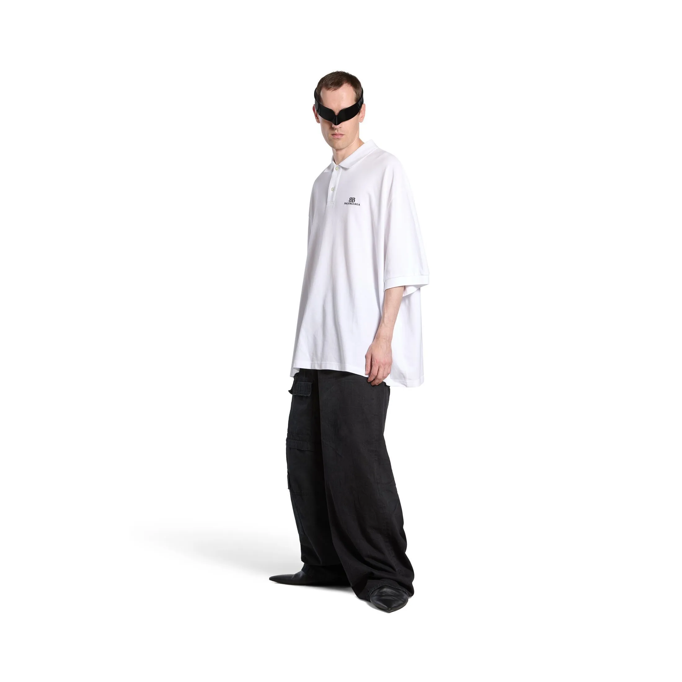 Balenciaga Men's Oversized Classic Polo Shirt in White