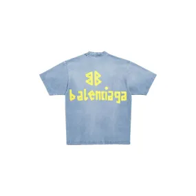 Balenciaga Men's Tape Type T-shirt - Medium Fit - Faded Blue