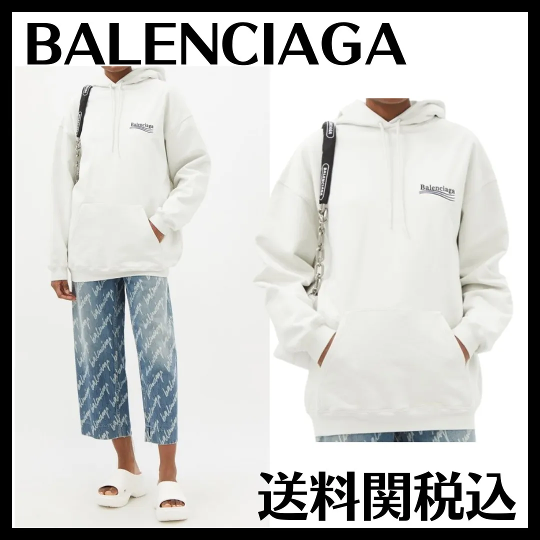 Balenciaga street style long sleeves cotton oversized logo.