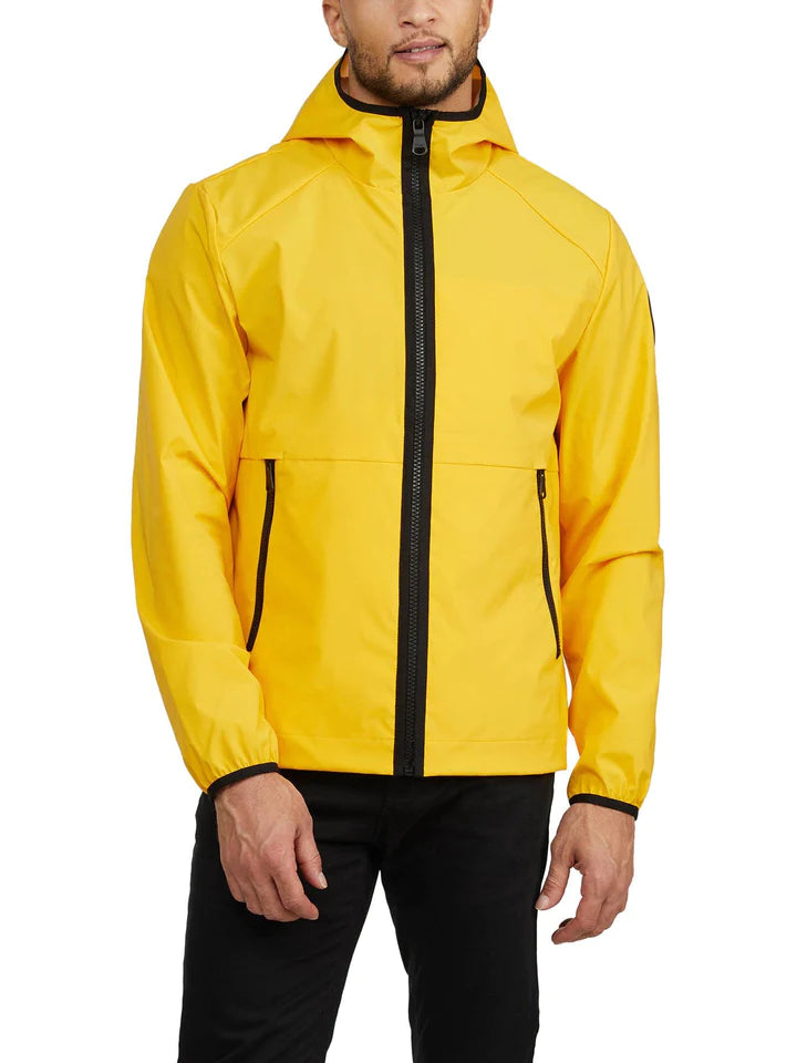 Benton Packable Rain Jacket with Fix Hood and Shirtail Hem - GOLDEN - Pajar Mens