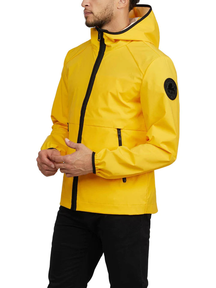 Benton Packable Rain Jacket with Fix Hood and Shirtail Hem - GOLDEN - Pajar Mens