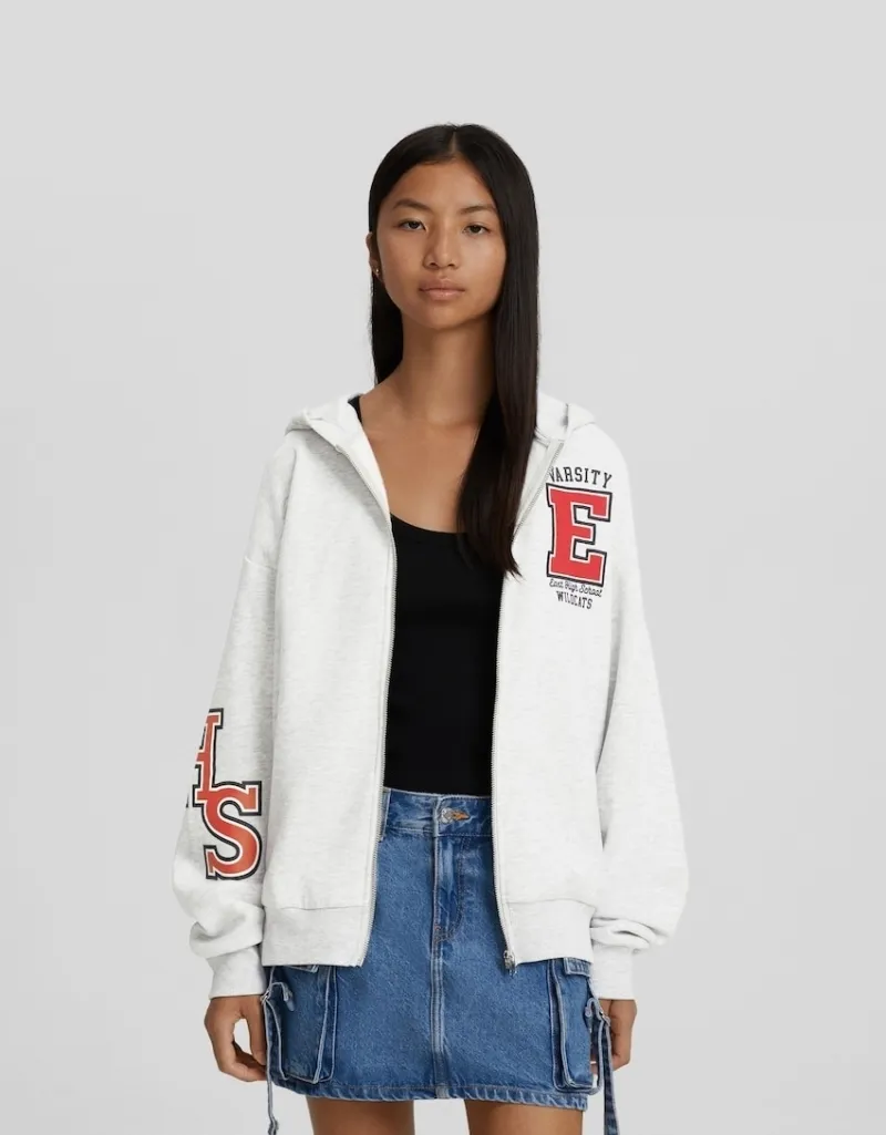 Bershka | Unisex Long Sleeves Cotton Oversized Logo - Street Style