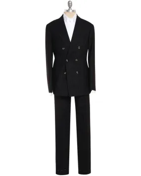 Black and Grey Wool Pinstripe Suit