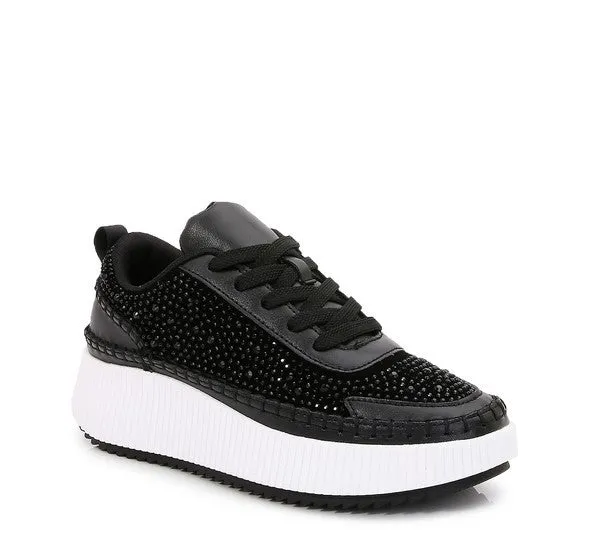 Black Dune Rhinestone Sneakers