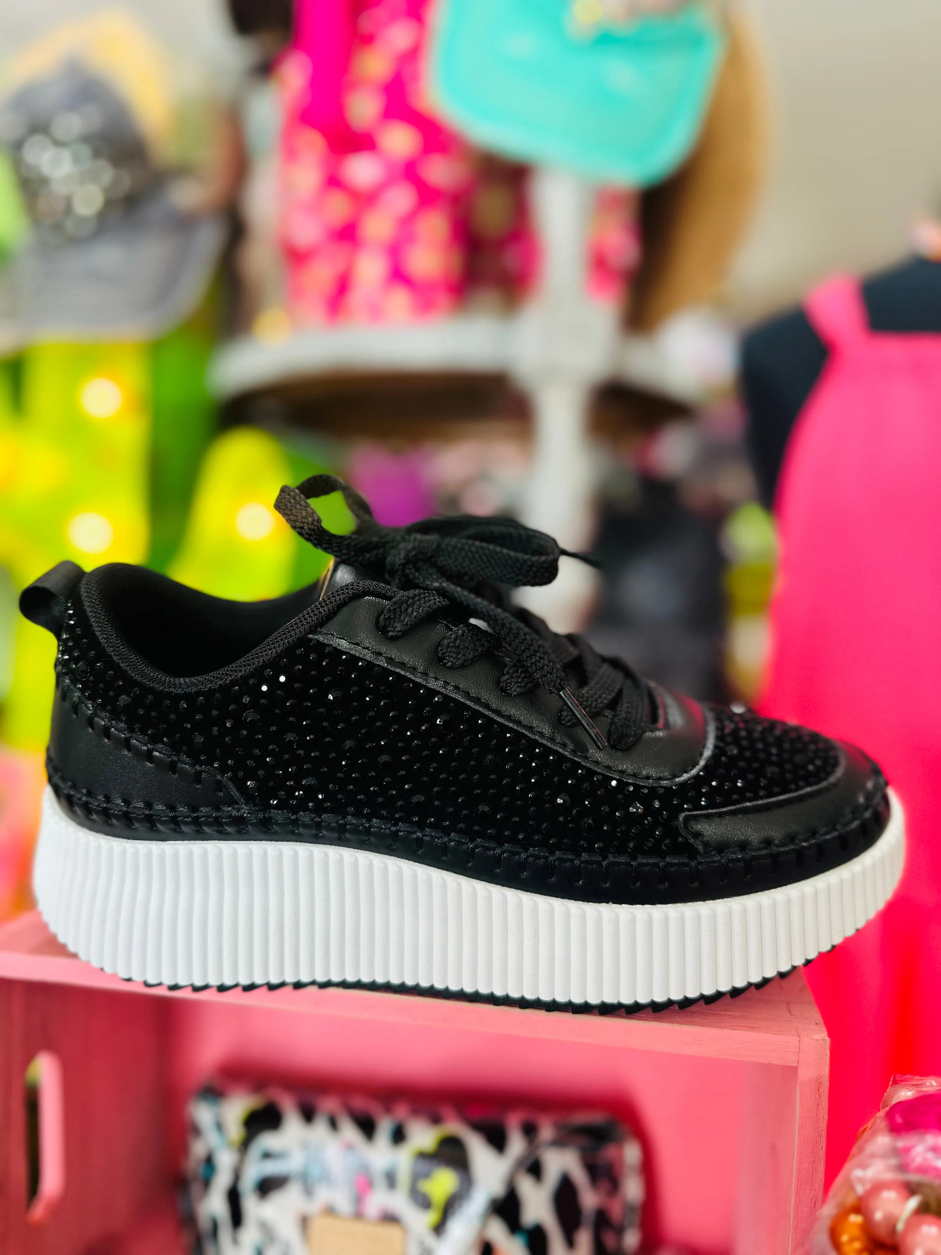 Black Dune Rhinestone Sneakers