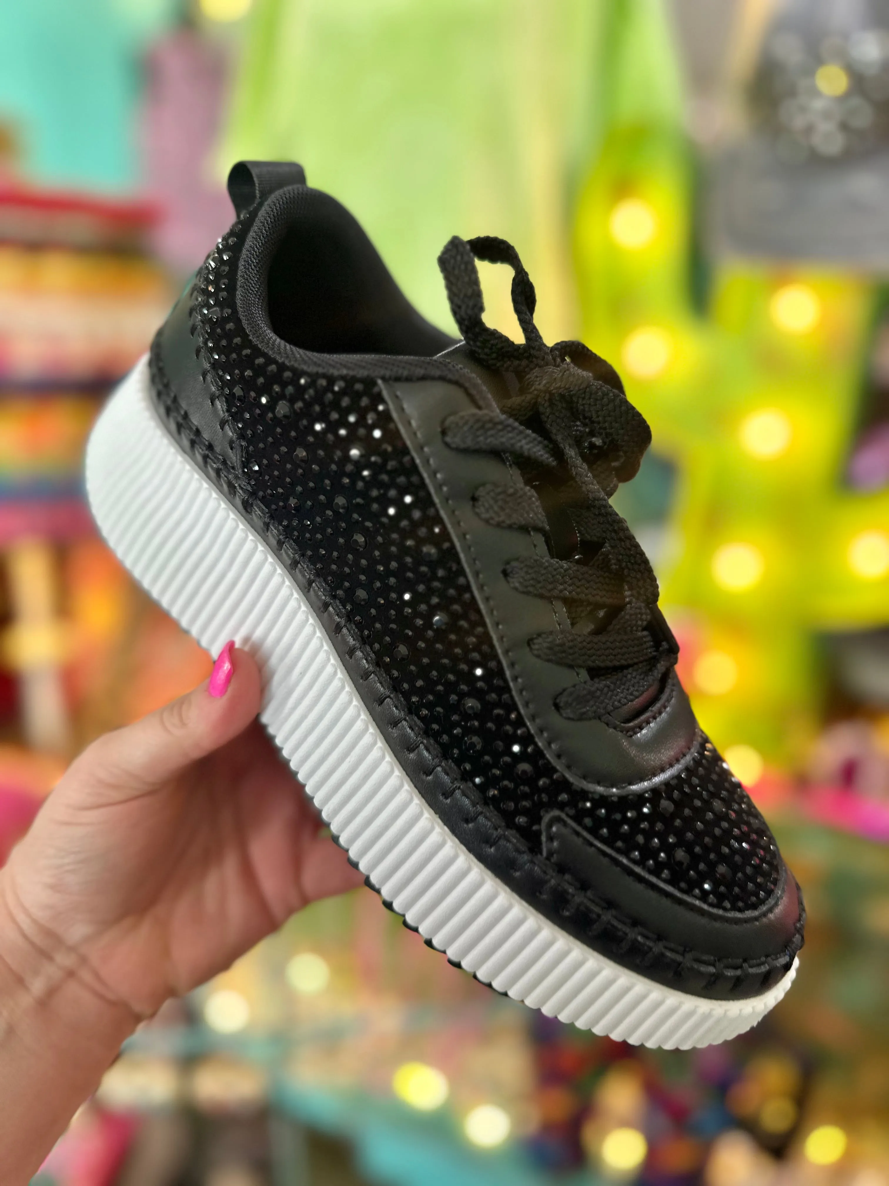 Black Dune Rhinestone Sneakers