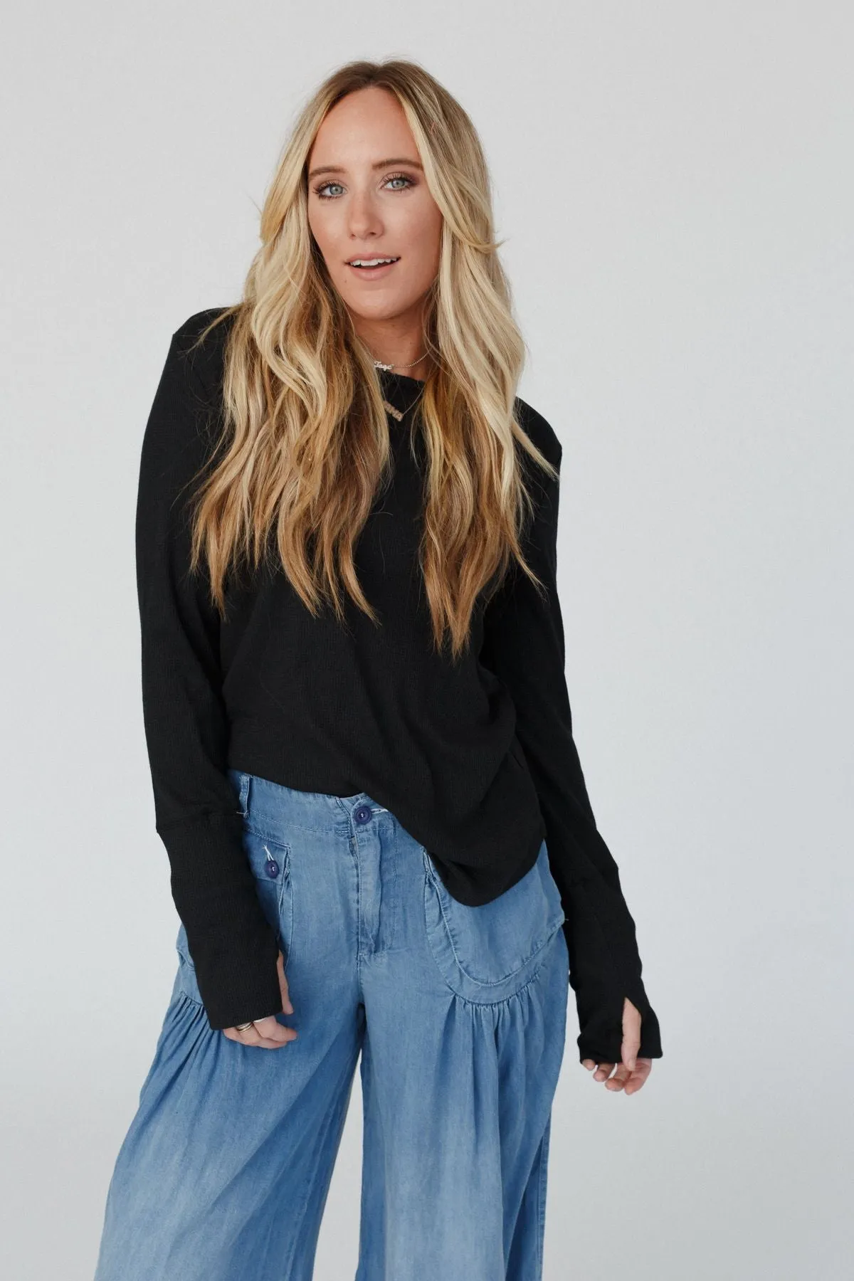 Black Jacqueline Long Sleeve Top