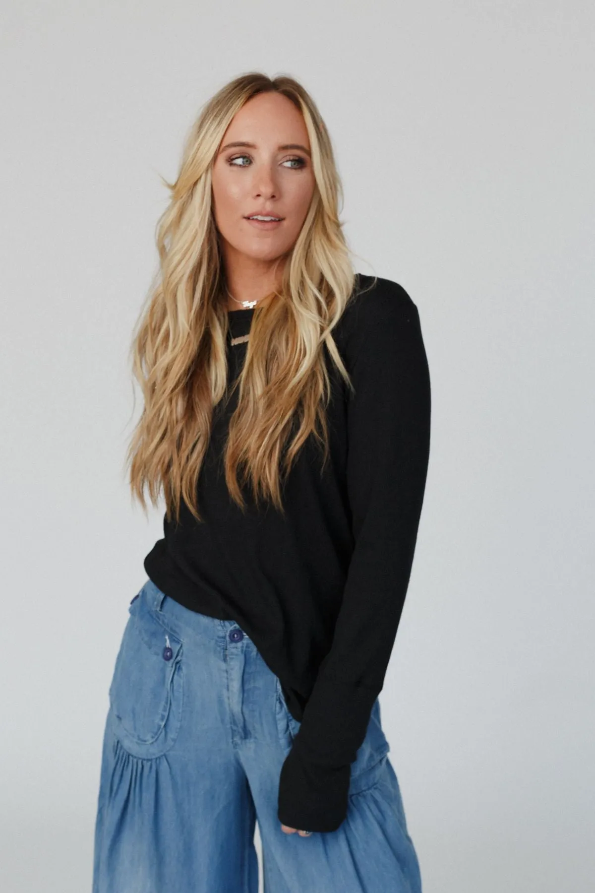 Black Jacqueline Long Sleeve Top