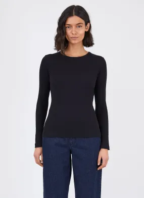 Black Women's Rib Long Sleeve T-shirt