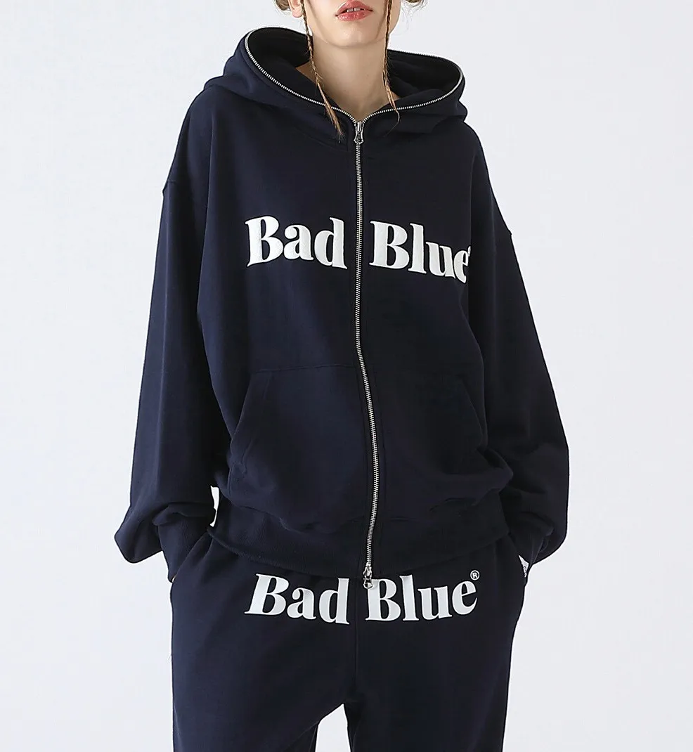 Blue Street Style Logo Hoodies & Sweatshirts