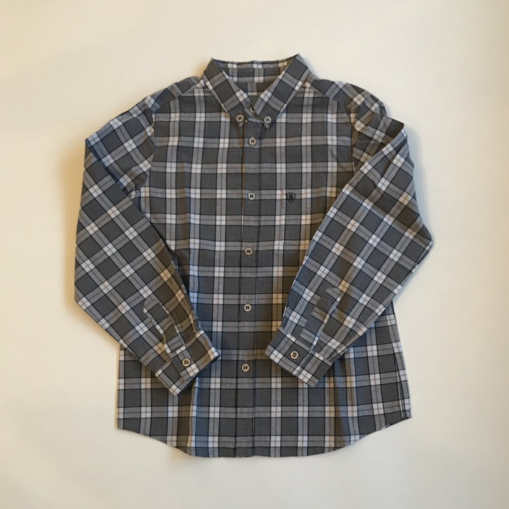 Bonpoint Grey Cotton Check Shirt: Size 6 Years