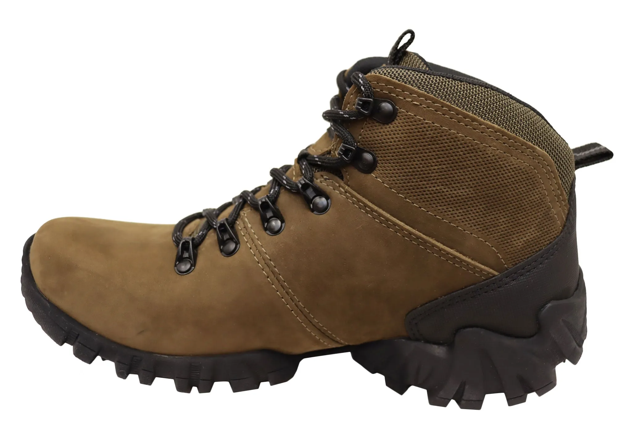 Bradok Nyiragongo Mens Comfort Leather Hiking Boots Made In Brazil