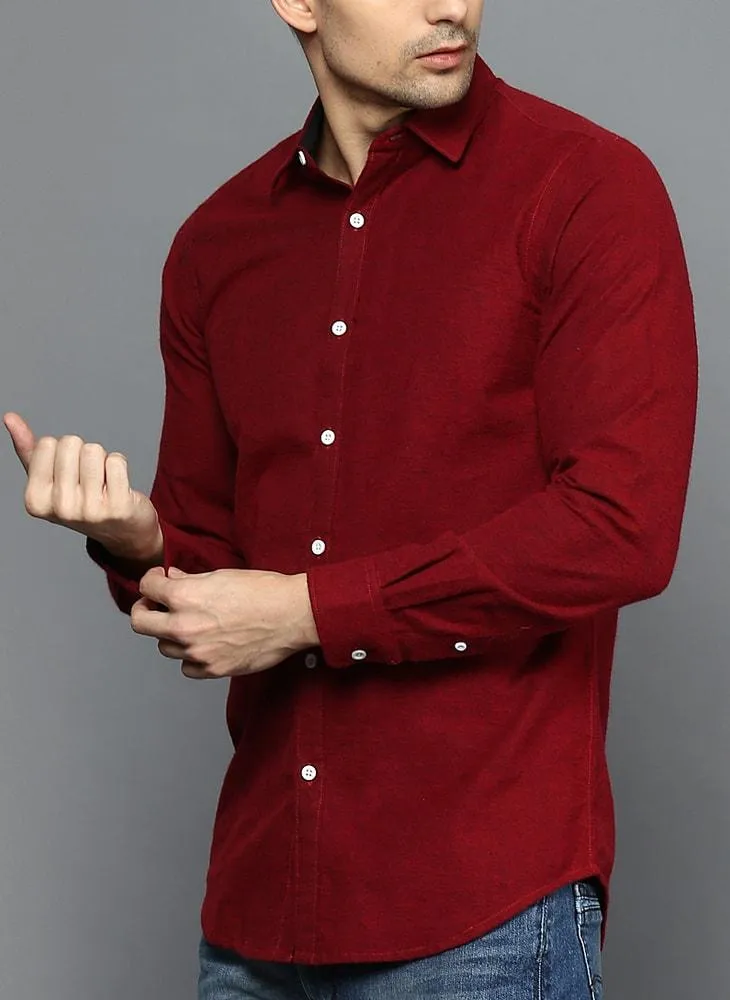 Bright Red Brushed Cotton Shirt