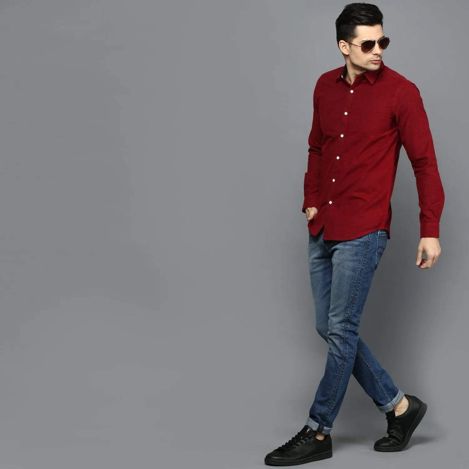 Bright Red Brushed Cotton Shirt