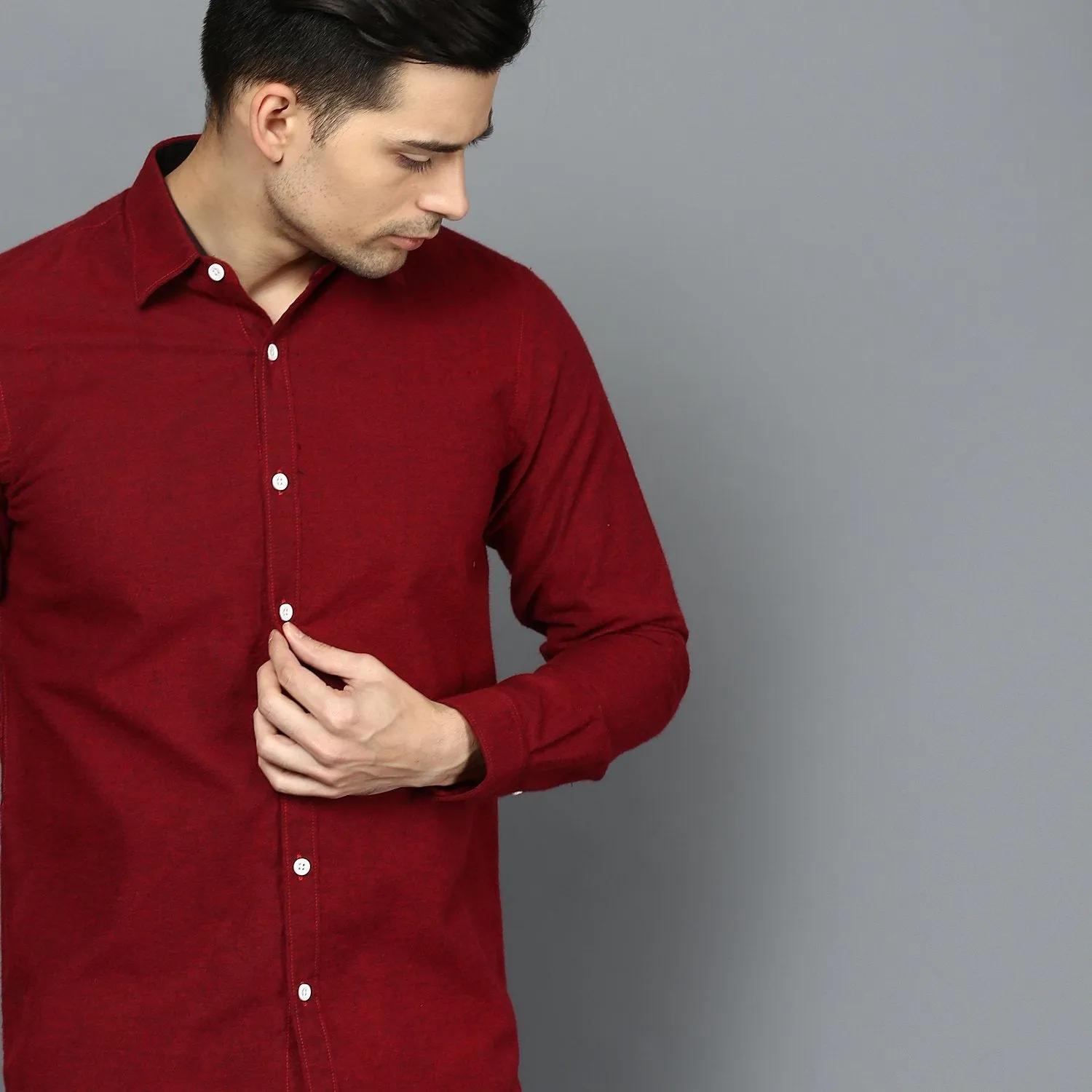 Bright Red Brushed Cotton Shirt