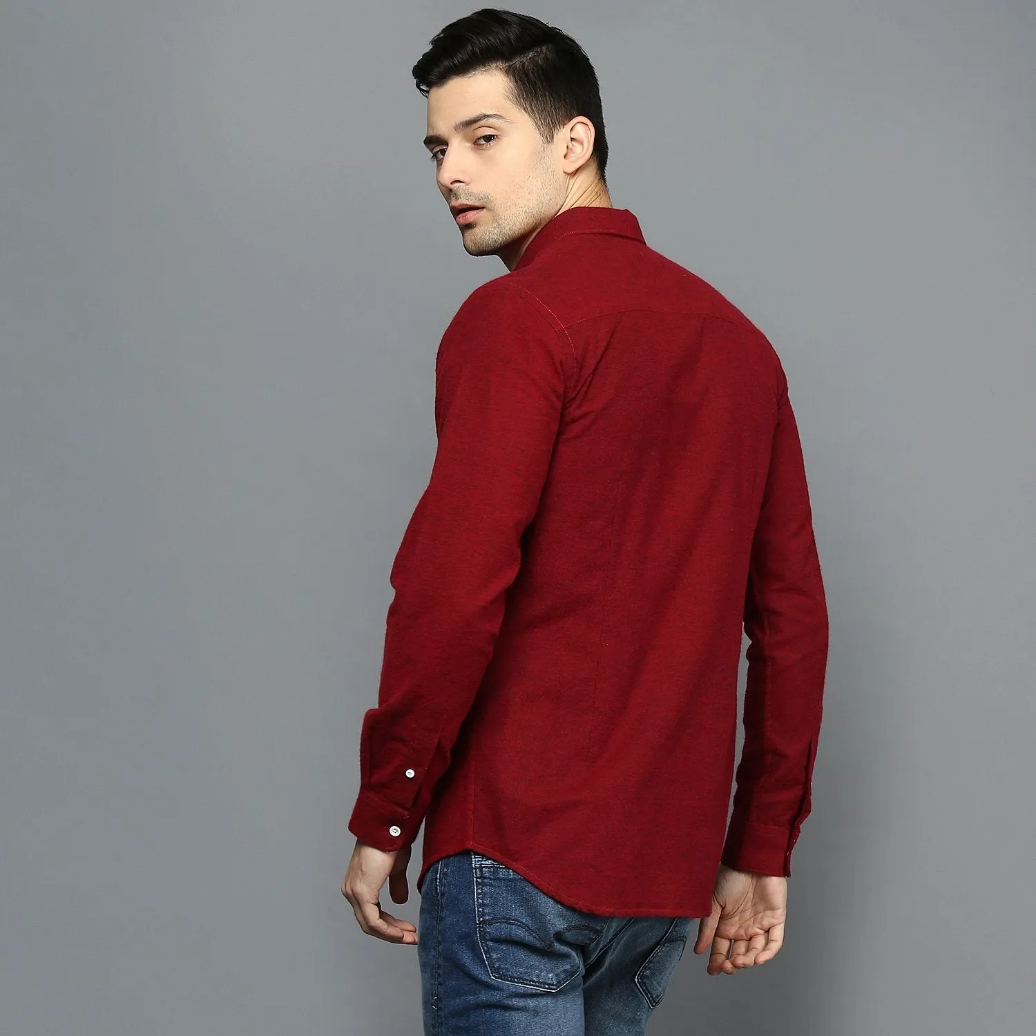 Bright Red Brushed Cotton Shirt