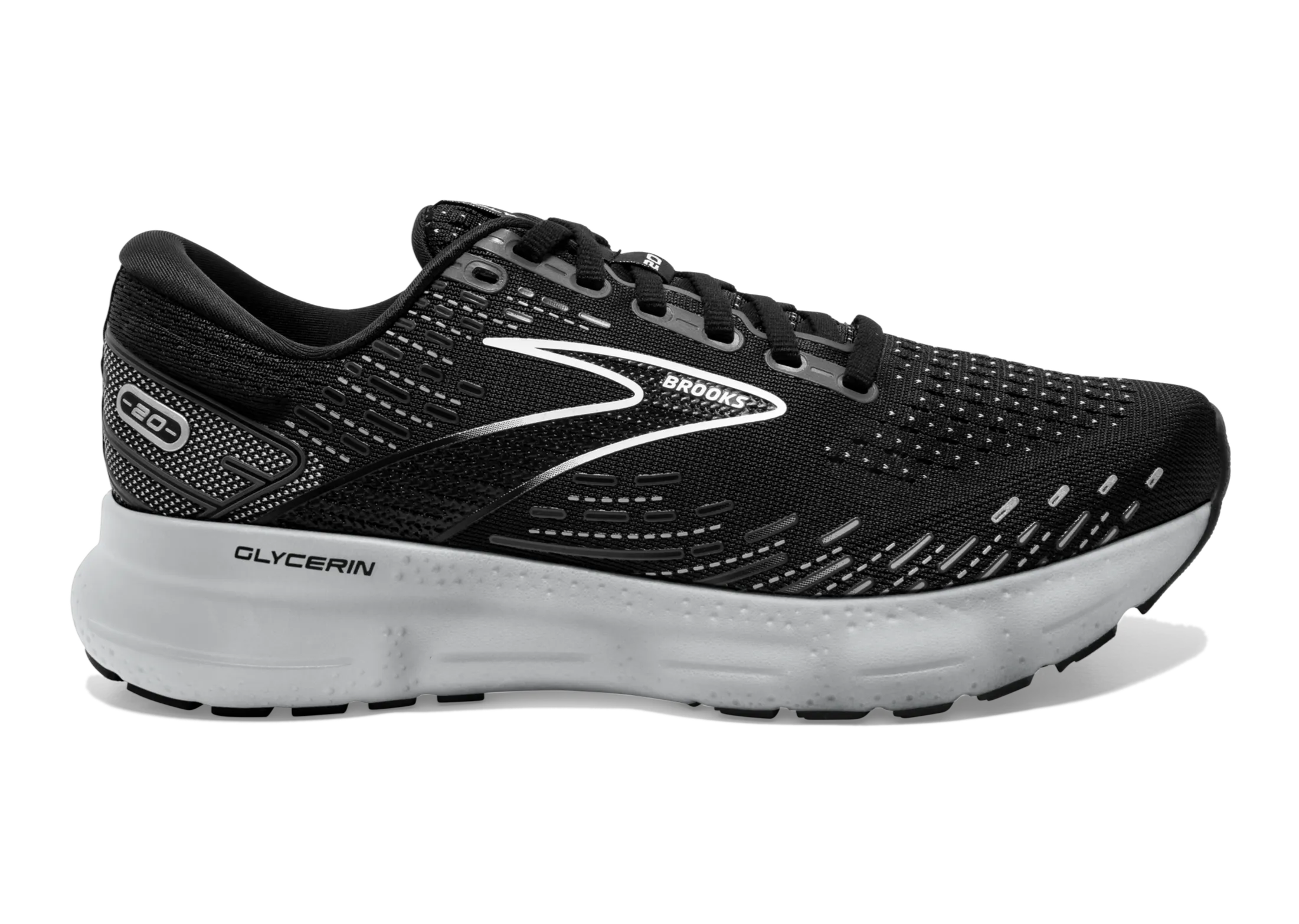 Brooks Glycerin 20 Women's Running Shoe - Black/White/Alloy