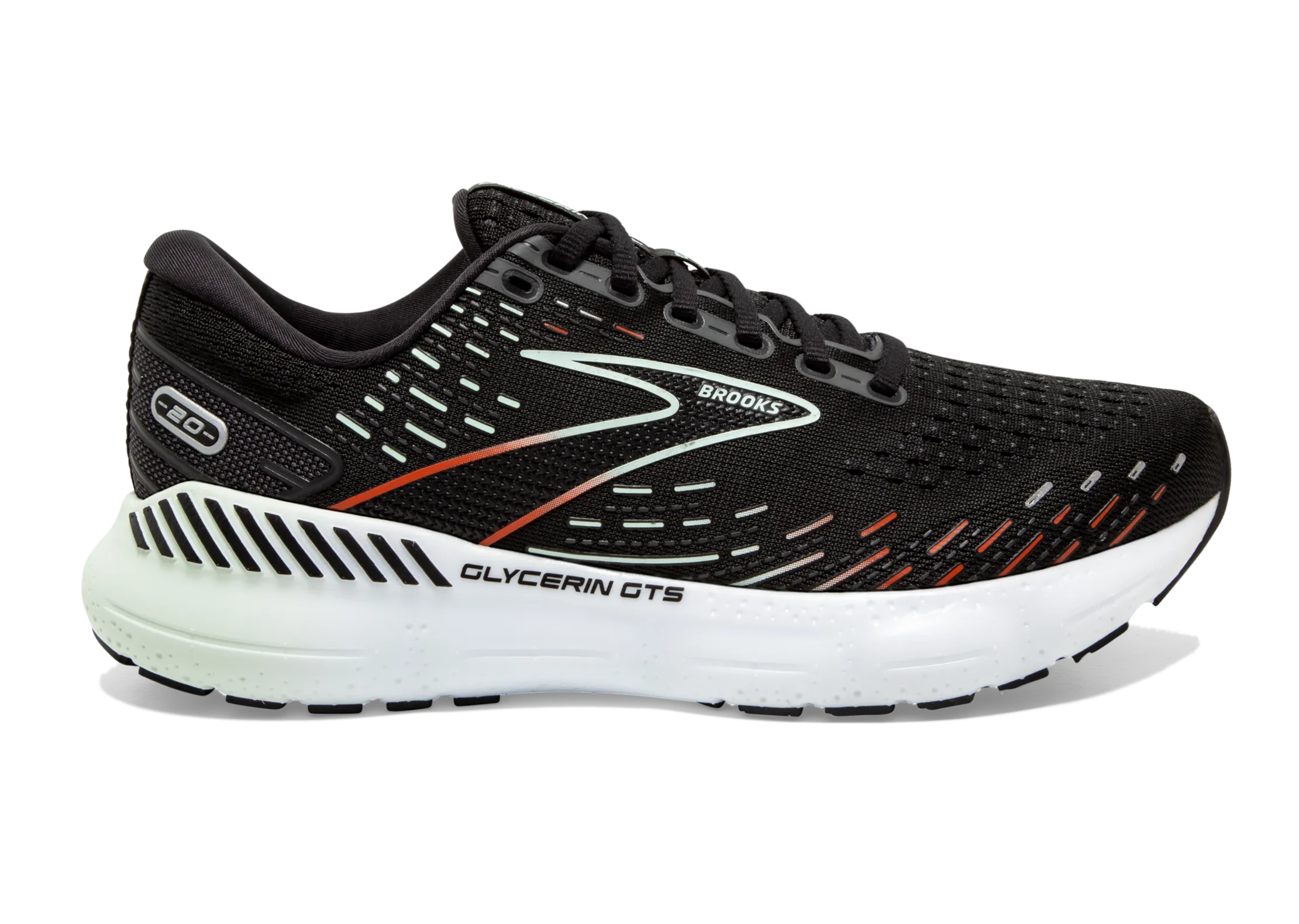 Brooks Glycerin GTS 20 (B Width) - Black/Red/Opal Women's Running Shoe