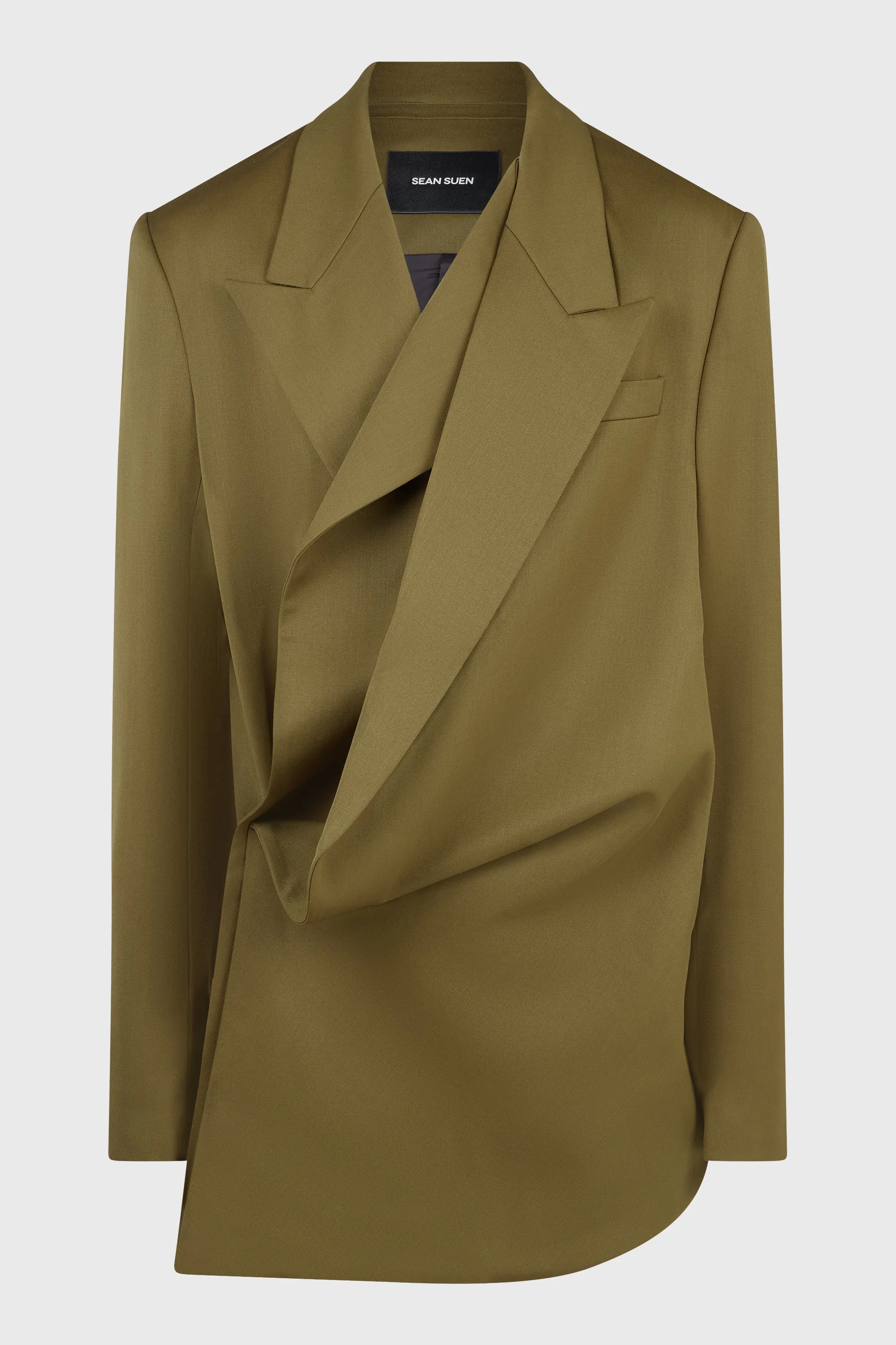 BROWN ASYMMETRIC DOUBLE LAPEL BLAZER