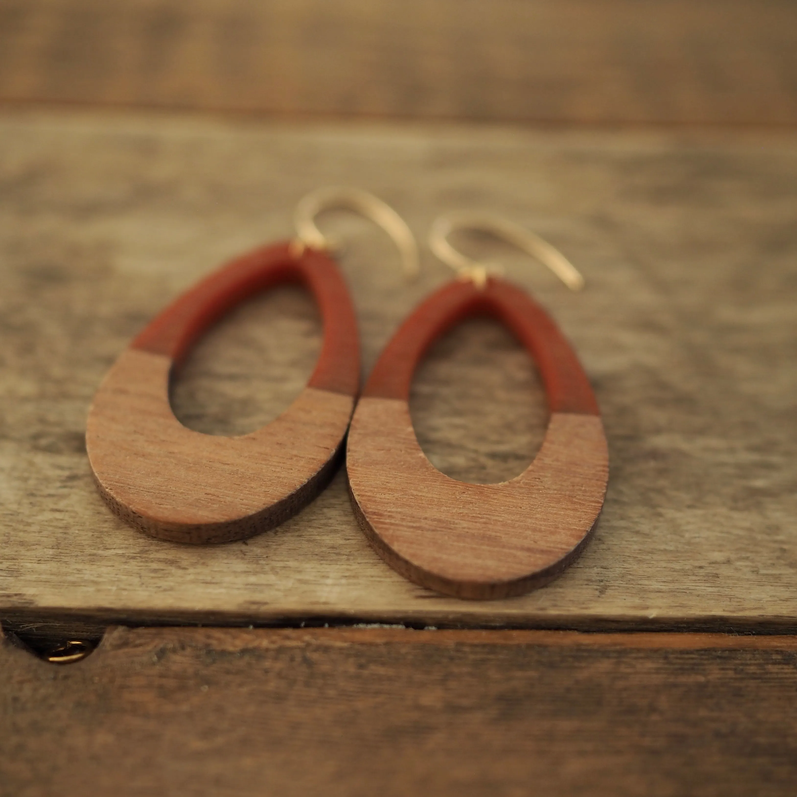 Brown Wood Teardrop Earrings